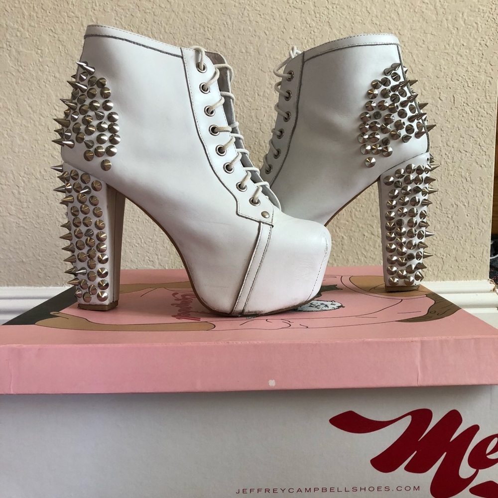 Jeffrey Campbell White Spike Heel Lita Boot